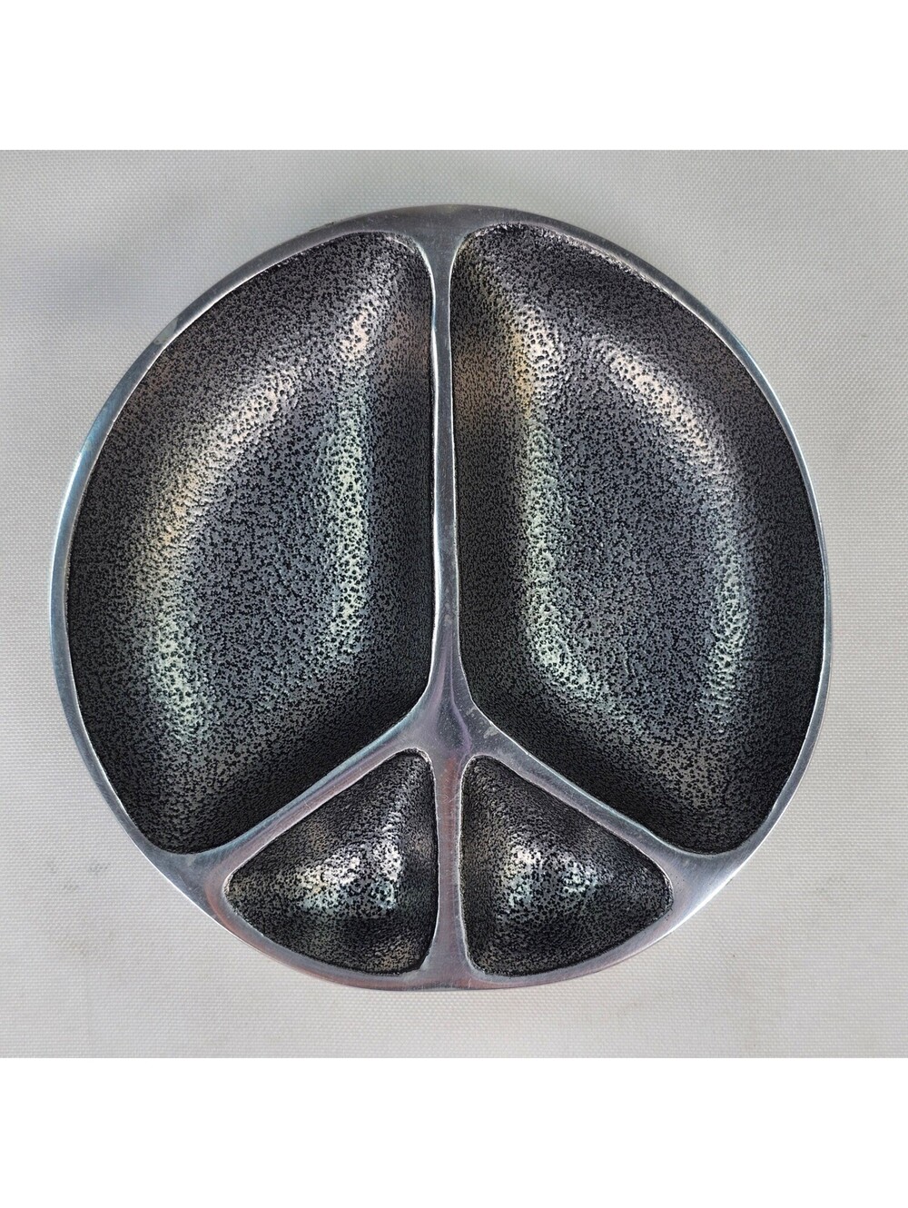 New Inspired Generations Peace Sign Divided Serving Dish Cast Aluminum Bowl
